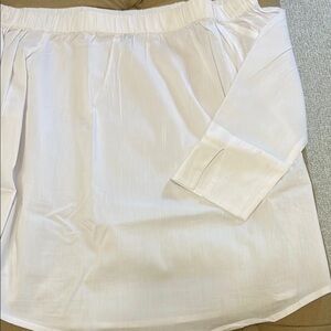 White Relaxed Off-the-Shoulder Blouse with Cuffed 3/4 Sleeves